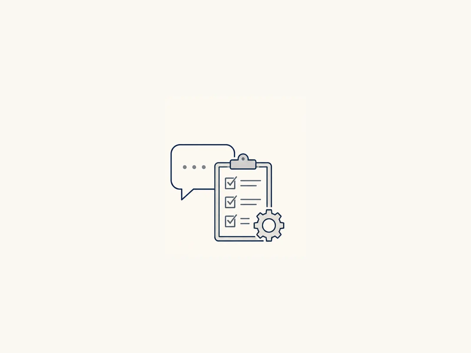 Drawn icon: technical decision support, plans and notes.