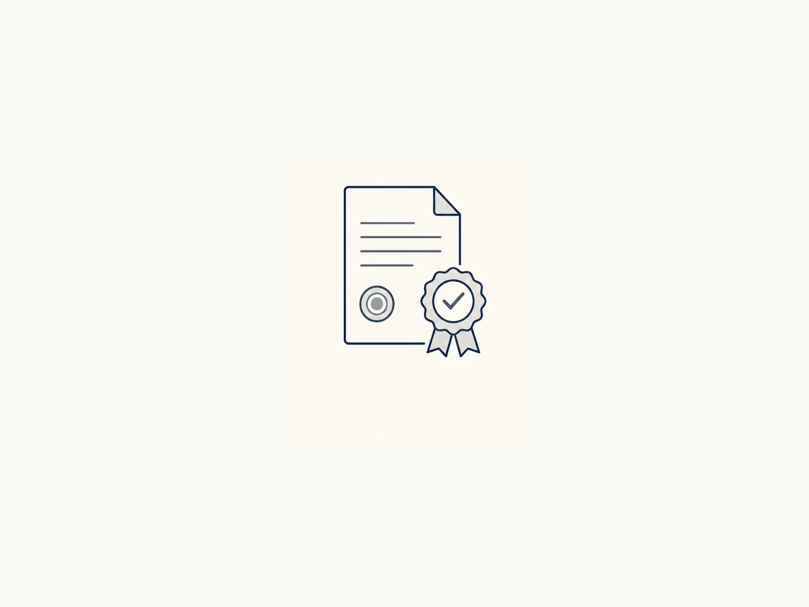 Drawn icon: an official document and a stamp.